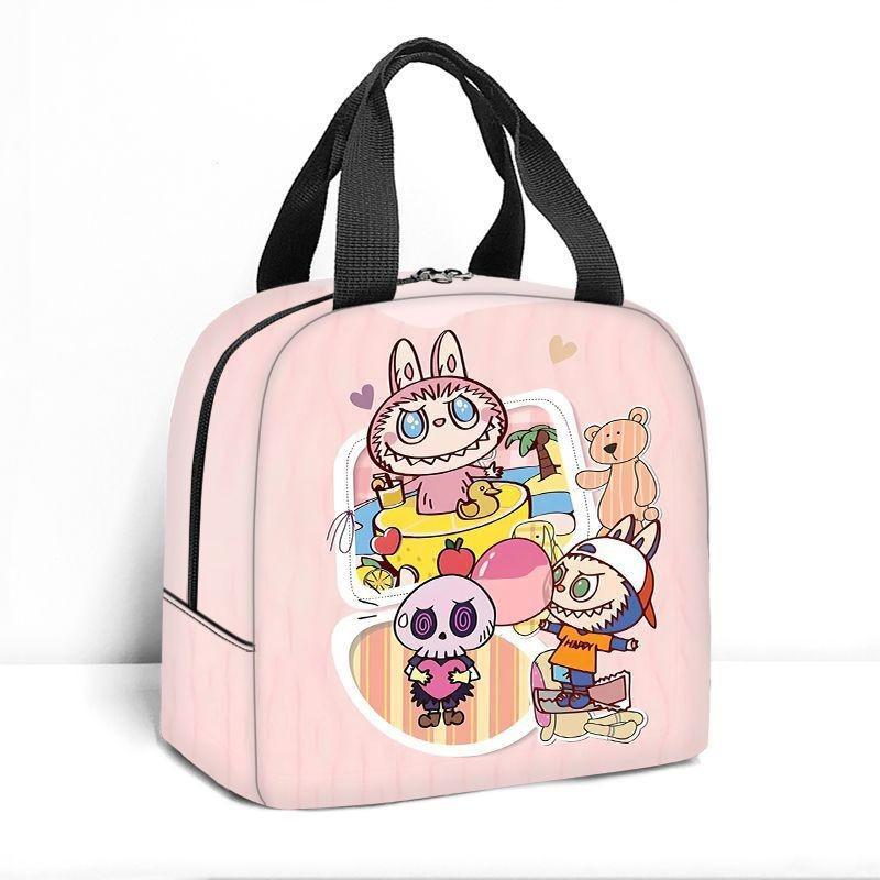

Портативная термосумка Labubu, Сумка-холодильник, Милая мультяшная сумка для ланча из алюминиевой фольги большой вместимости 22*20*13