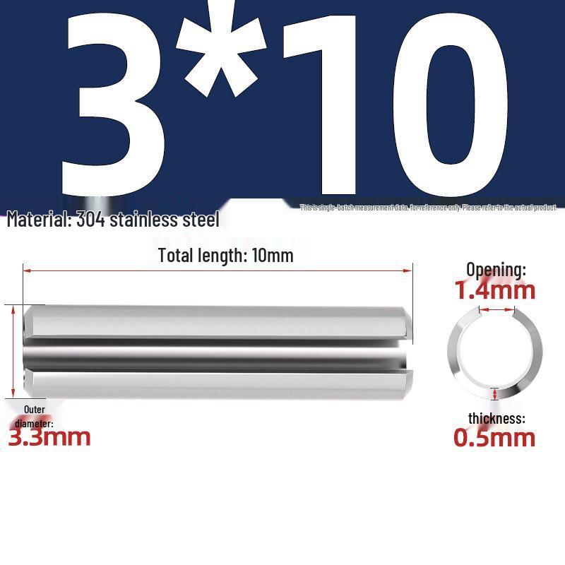 304 Stainless Steel Slotted Spring Pin, Cylindrical Shaft Pin, Locating and Hollow Pin (M5-M12)