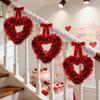 Top Quality Valentines Red Heart Shaped Wreath Decorative Hanging Garland Love Window Decoration for Wedding Engagement