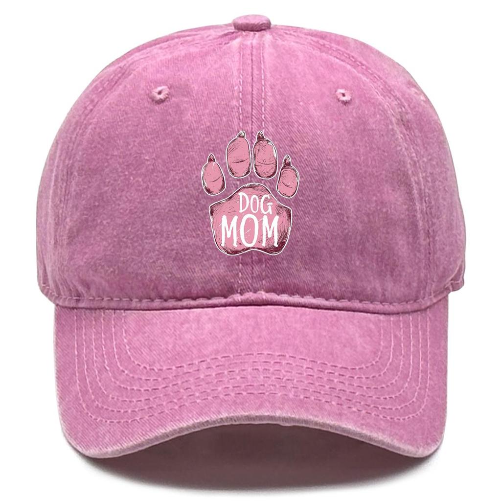DOG MOM" Paw Print Snapback Baseball Cap, Mother's Day Flat Cap Cozy Breathable Retro Adjustable Strap Adjustable Sun Hat
