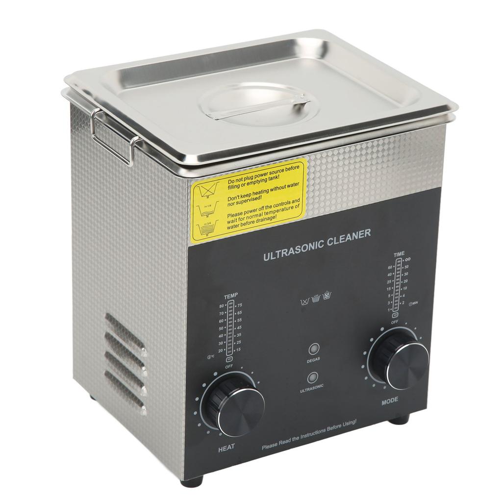 2L Ultrasonic Cleaner with Timer Heater Degas Mode Stainless Steel Multiple Vent Holes Double Fuse