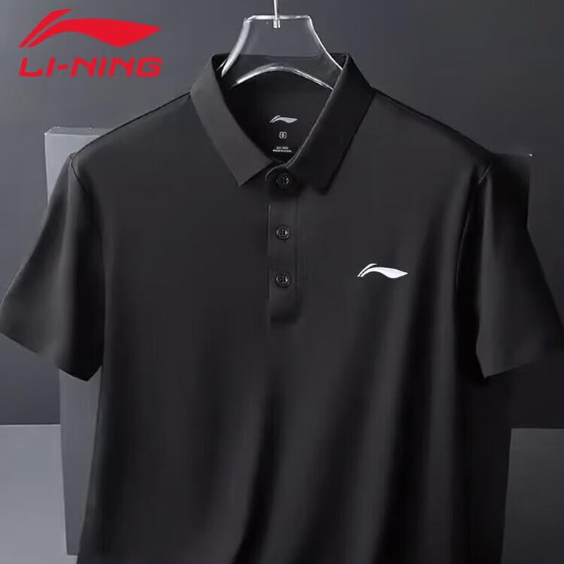 Женская черная футболка-поло с коротким рукавом Li-Ning M