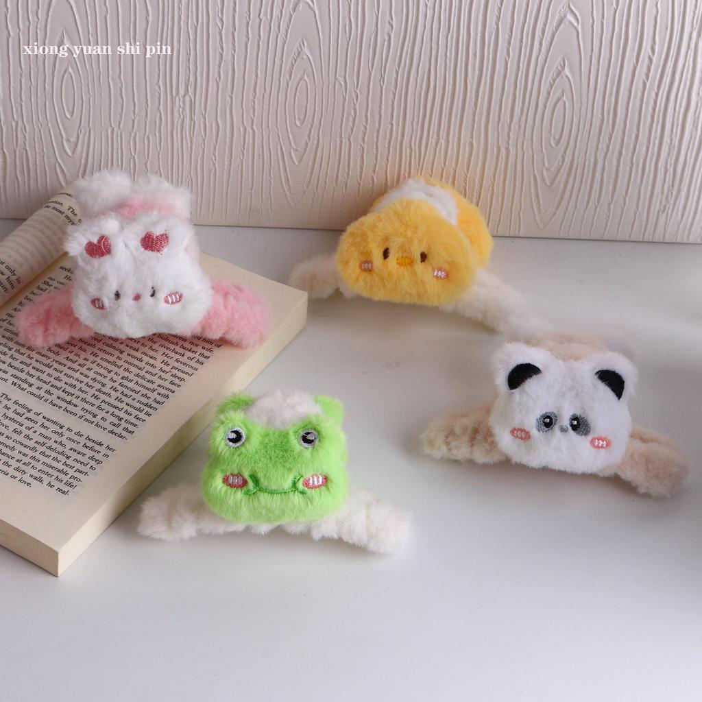 2024 Fluffy Onigiri Doll Hair Clip for Women - Large Plush Shark Claw Accessory for Autumn/Winter