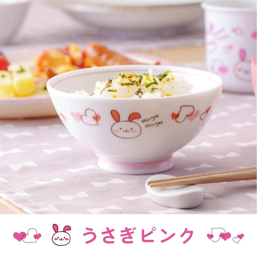 Asahi Koyo Rice Rabbit 1 Made In Mogumogu Children's Bowl, Design, Pink, Bowl, Japan, (KD-3416)