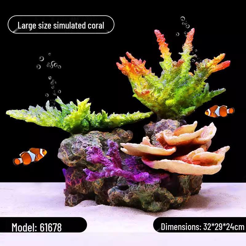 3D Mediterranean Coral Reef Fish Tank Decor - Artificial Rocks & Coral Trees