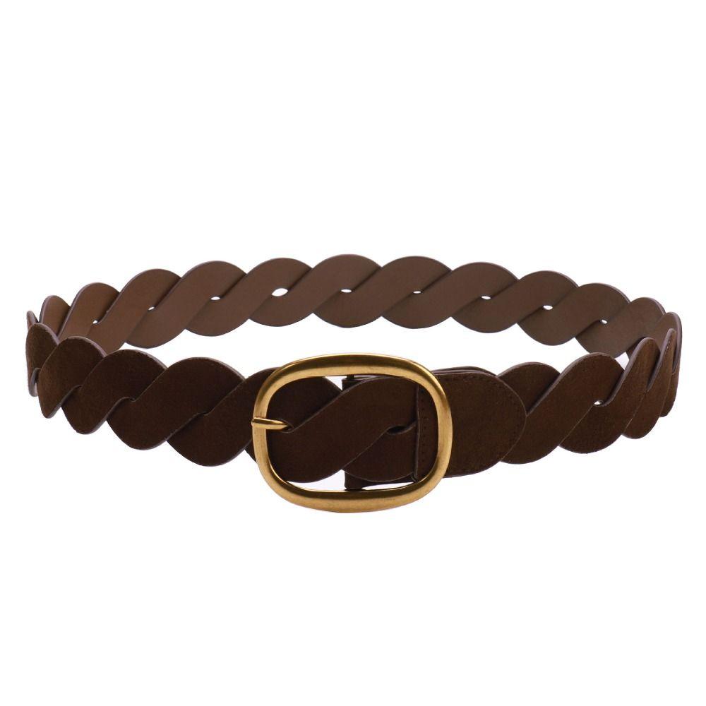 Pin Buckle Twists Woven Waistband Weave Men Belt Fashion Suede Belt Unisex