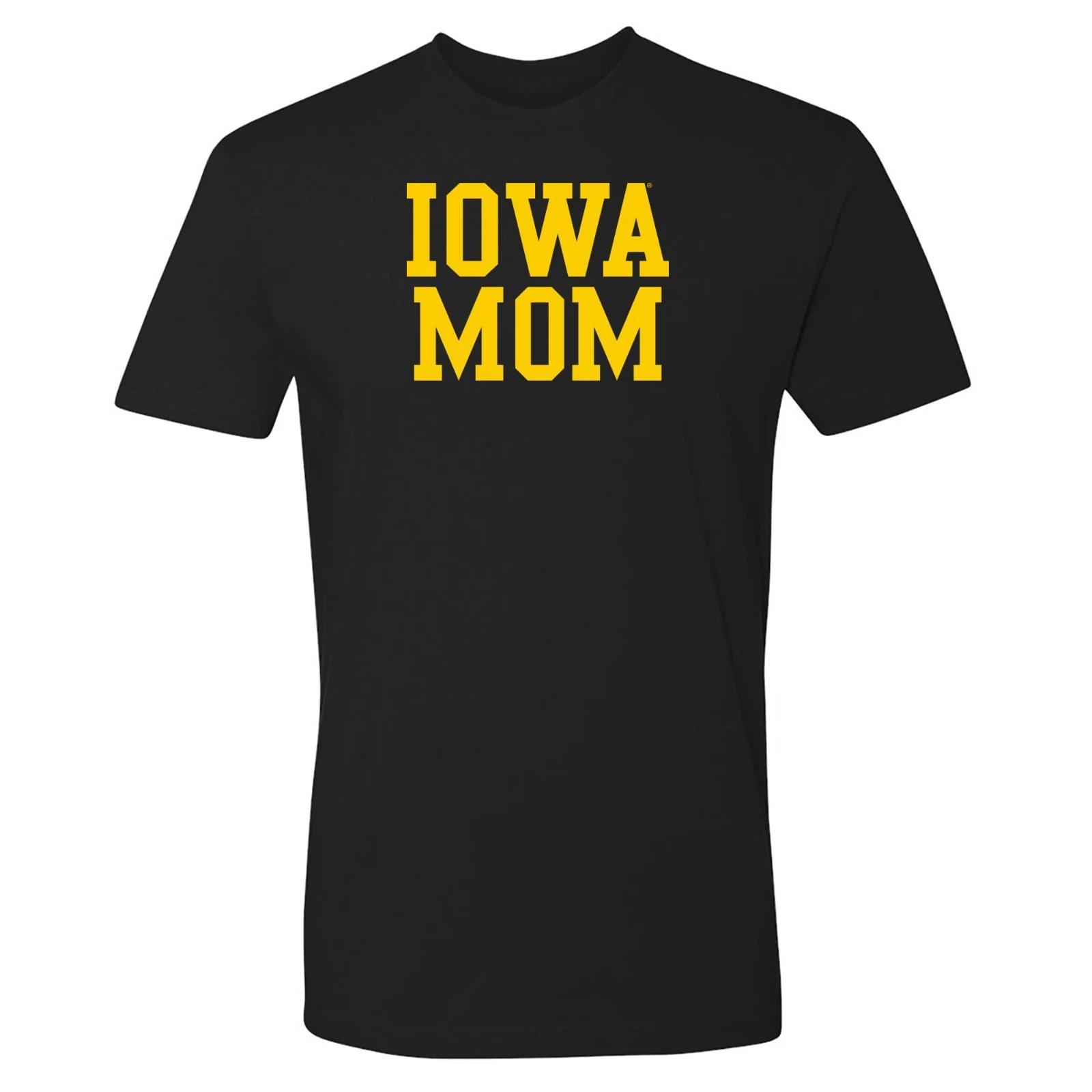 Iowa Hawkeyes Mom Basic Block Premium Cotton T-Shirt - Black 4XL