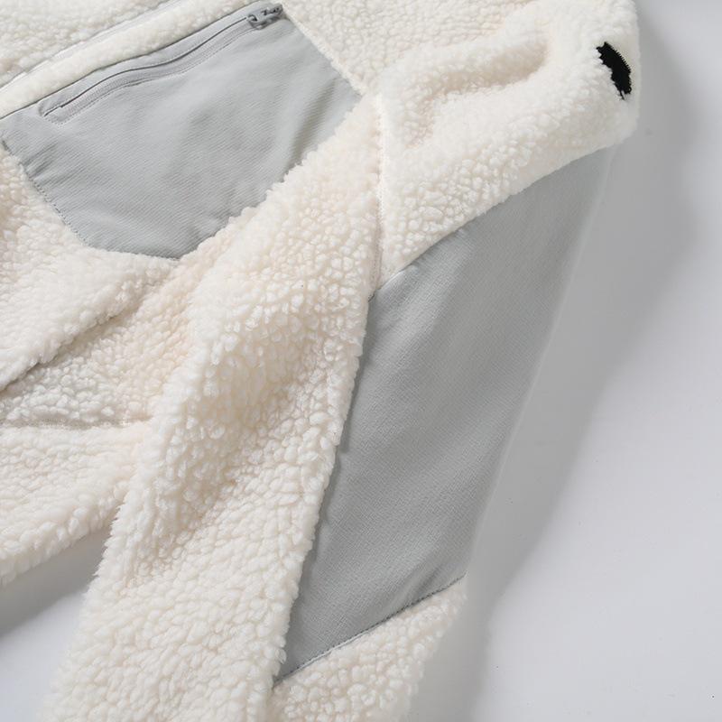 Men's Small Imitation Lambswool Fleece Stand Collar Cardigan Jacket