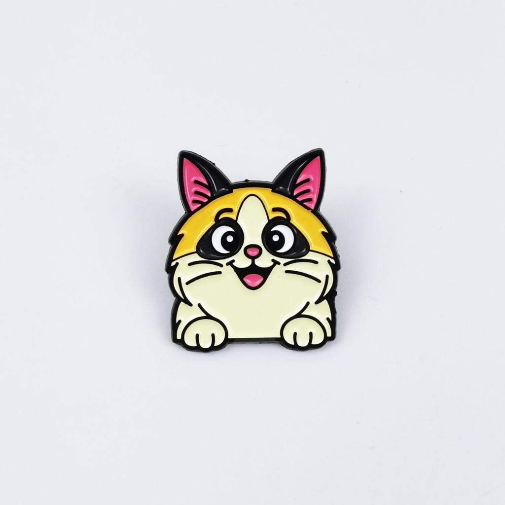 Calico Cat Cartoon Brooch - Cute Backpack Decoration & Fashion Metal Badge