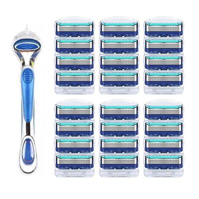 Two Sun Gillette Fusion Compatible Razor Blade Proglide 5-blade / 6 Packs (24 Pieces) + Razor ,Korean Razor Blade