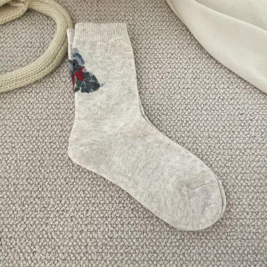 Oatmeal Wool Socks Season Thickened Warm Socks Cartoon Cute Wool Stockings