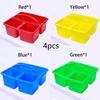1/4pcs Stackable Thick Plastic Storage Boxes with Handles, 3 Compartments - Multi-Purpose Organizer for Classroom Supplies