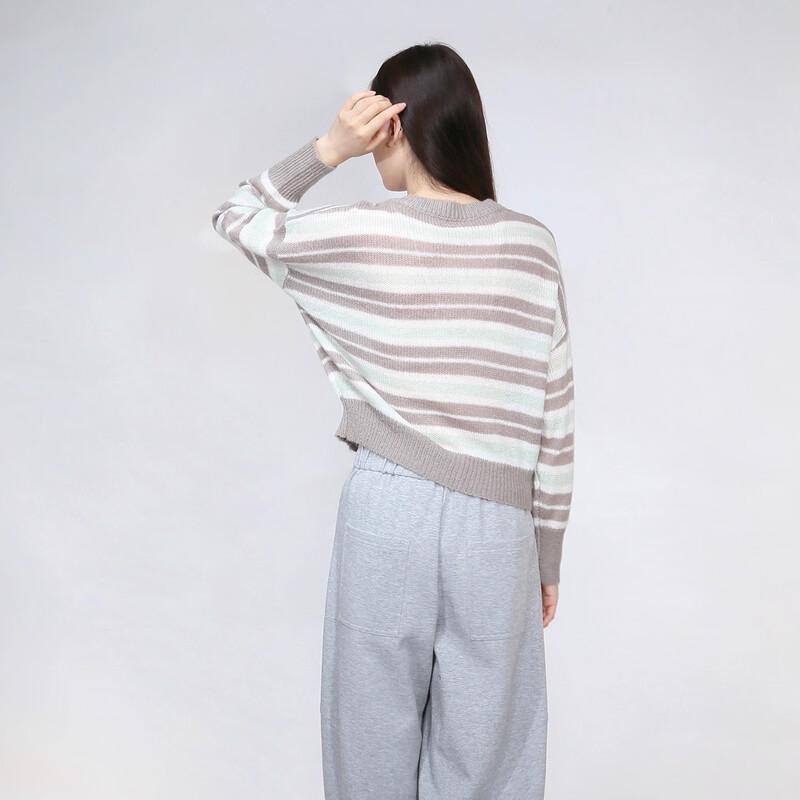 Sweet Basil Women's Casual Striped Long Sleeve Knit Sweater