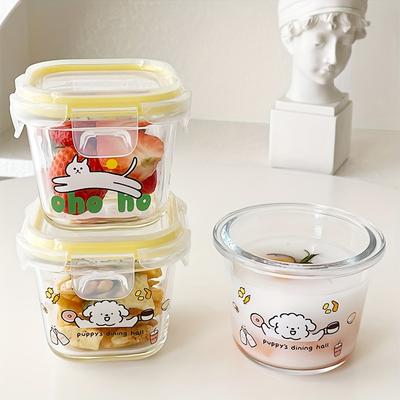2pcs Mini Sealed High Borosilicate Glass Meal Prep Containers Set Microwave Safe, Reusable, Ideal for Fruits, Salads, Oats, Breakfast, Yogurt,Desserts