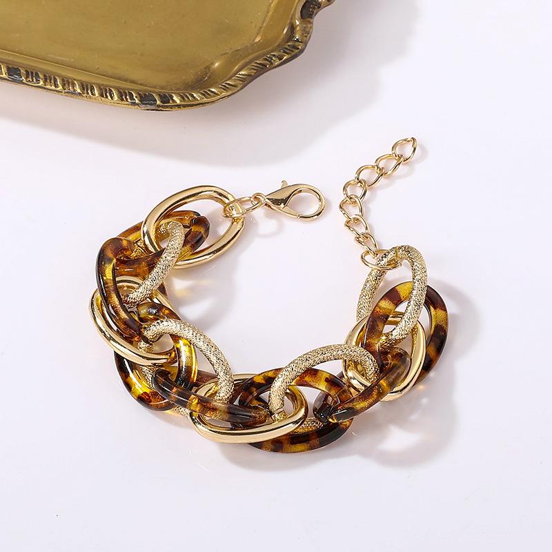 Accessories, Acrylic Leopard Geometric Colored Aluminum Chain Bracelet, Hip Hop Rough Jewelry For Women