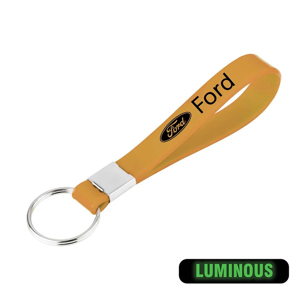 New 2026 Car Sticker Luminous Keyring Rubber Pendant Strap Keychain Car Logos Accessory For Ford Fiesta Focus 2 MK4 Mustang Rang