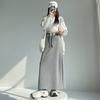 Grey sports skirt women's spring and autumn new high-waisted straight split a-shaped skirt drooping skirt long skirt