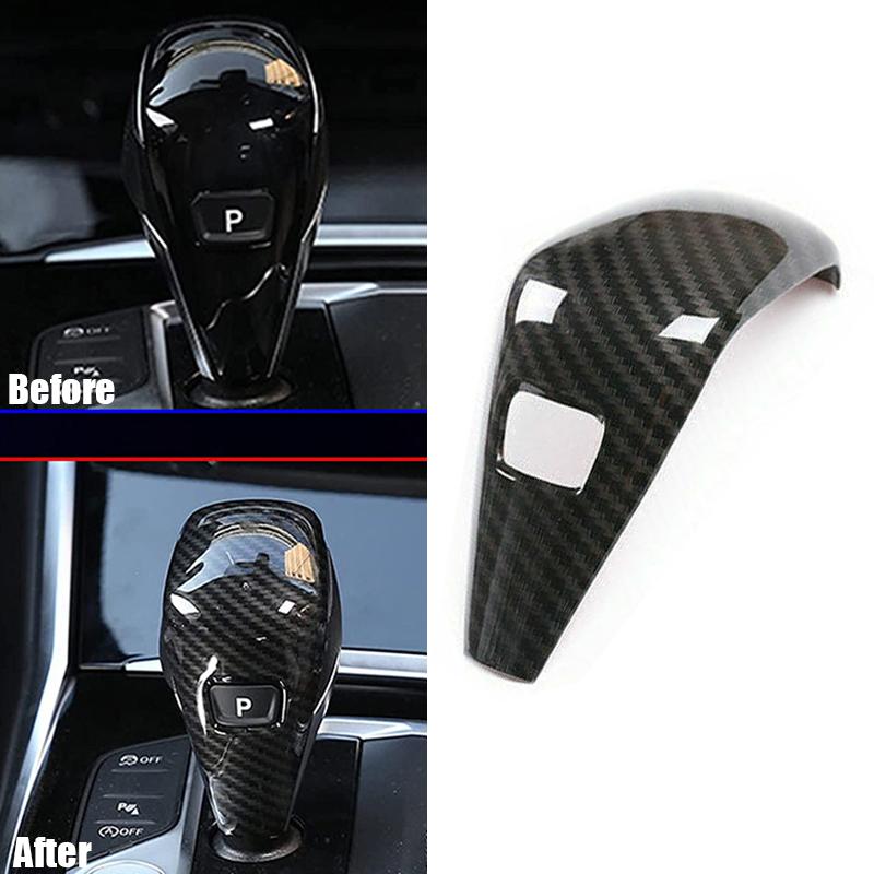 Carbon Fiber Look Gear Shift Knob Cover Trim Interior Shifter Head Decoration Frame Styling Stickers for BMW 3 Series G20 G28 2020-2023