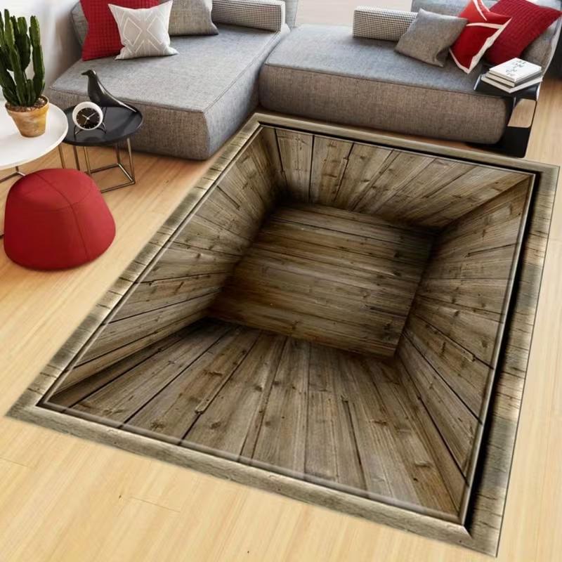 

3D Carpet Illusion Design OpticalBrown Modern Style Carpet Living Room Decoration Comfortable Mother s Day Gifts Seasonal Trends 40X60cm