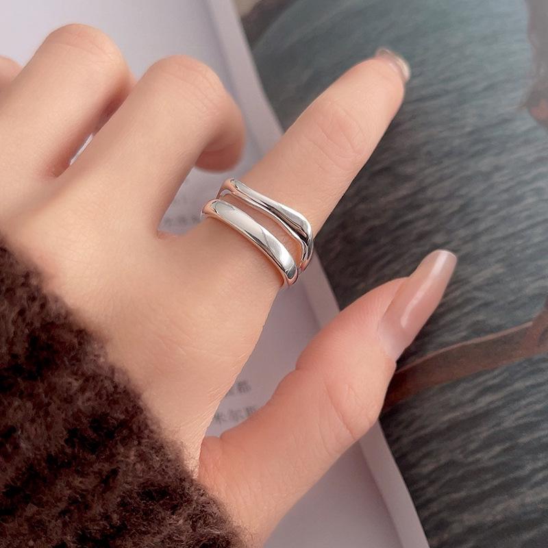 Women s Versatile Adjustable Double Layer Star Ring - Trendy, Stackable, Niche Design Adjustable Open