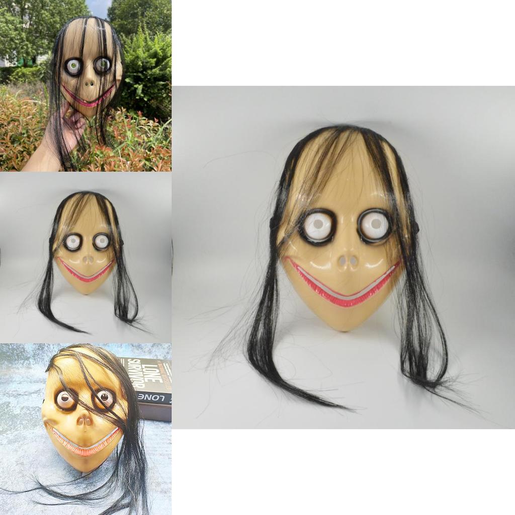 Frightening Long Hair Momo Mask Plastic Spooky Halloween Party Costume Prop