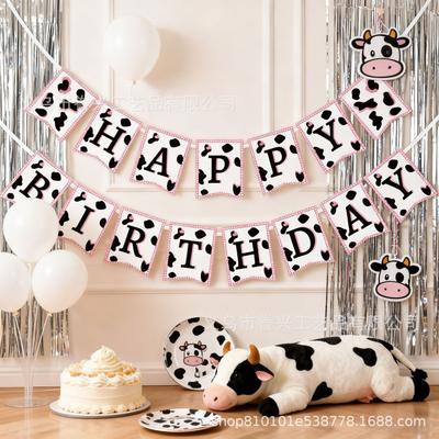 Animal Theme Party Flag Unicorn Parrot Cow Dinosaur Festival Decoration Flag Party Decoration Banner