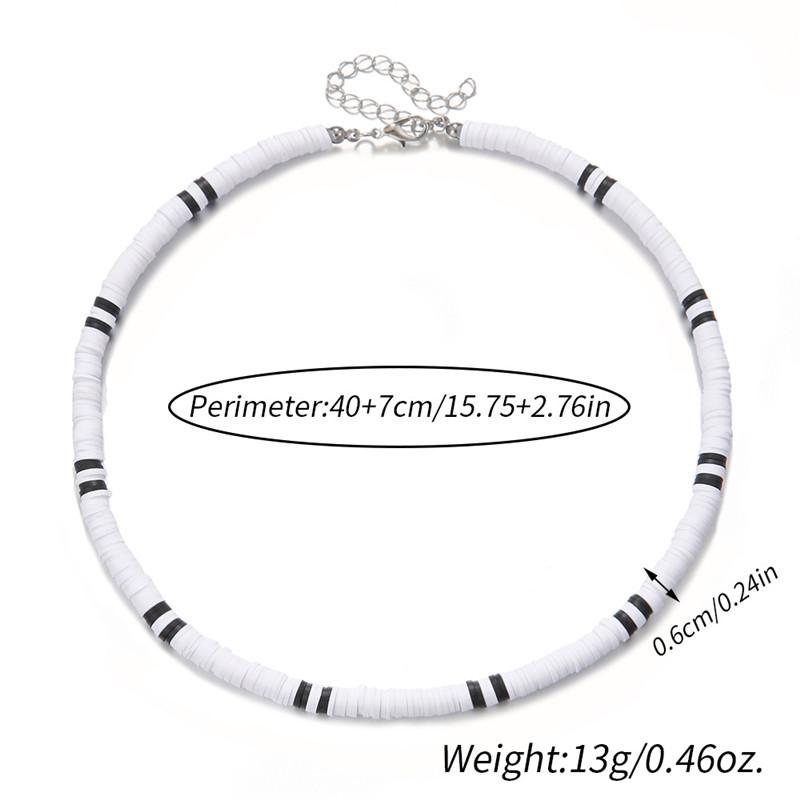 Boho Simple Polymer Clay Black and White Choker Necklace for Women Men Summer Vintage Short Clavicle Chain Party Jewelry Gift