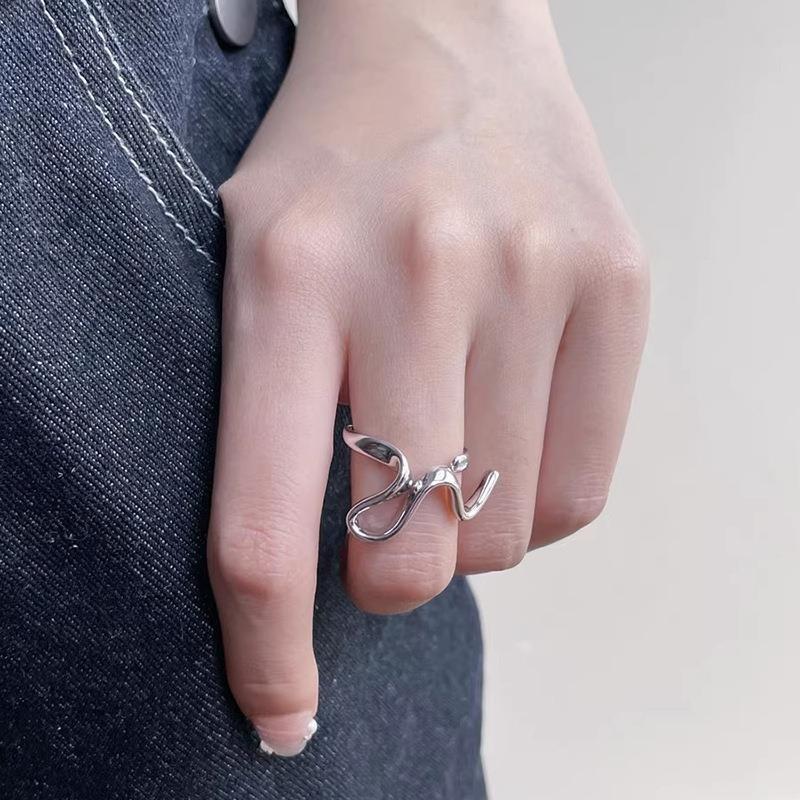 Stylish Korean Minimalist Open Ring For Women With Adjustable Copper Geometry Design