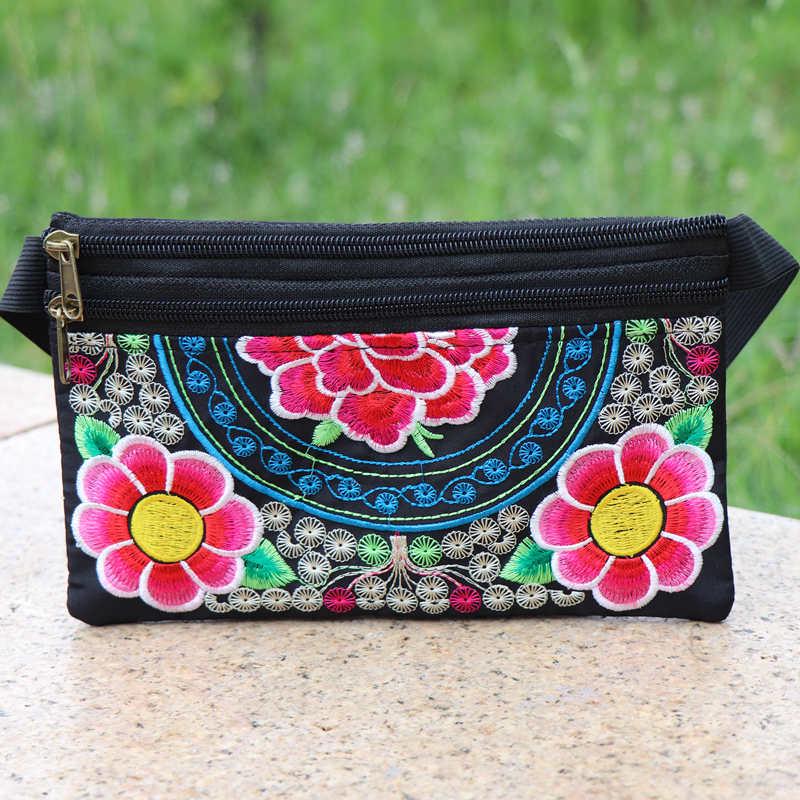 Yunnan Ethnic Style Embroidered Retro Waist Bag for Running and Mobile Phones