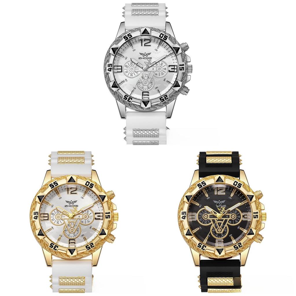 Casual Sports Silicone Watch For Men With Quartz Movement And Round Dial