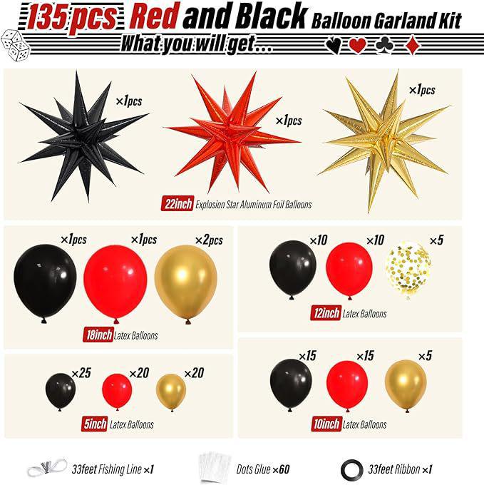 Black Gold Balloon Garland Arch Kit for Graduation and Birthday Decorations