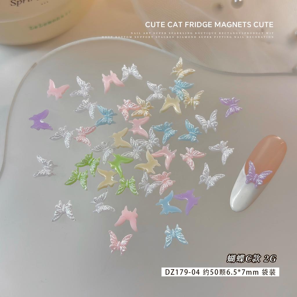 New Sparkling Butterfly Nail Accessories Mixed With Dopamine Camellia Pearl Petals DIY