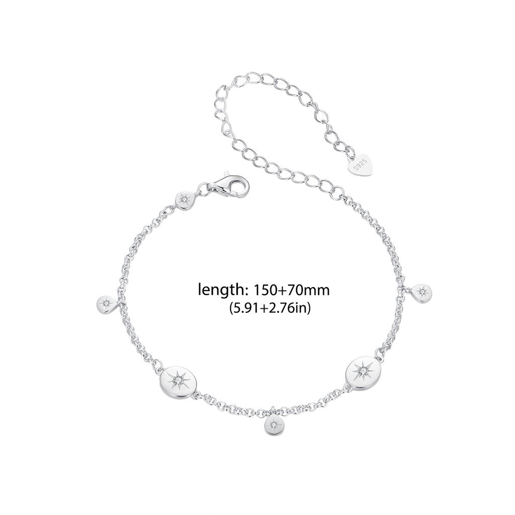 WOSTU Fransenarmband mit Stern aus 925er Sterlingsilber und Zirkonia, perfektes Geschenk für Frauen und kleine Mädchen, edler Schmuck, modisches Accessoire