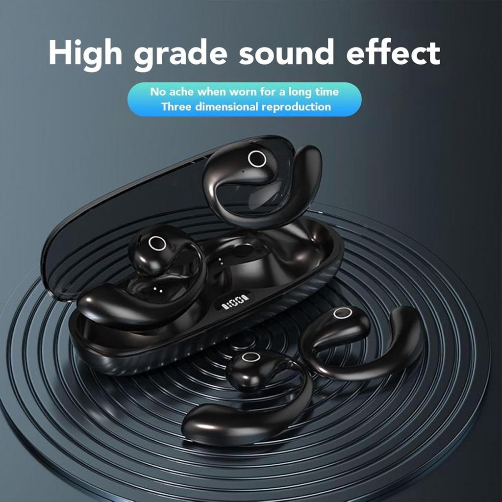 Kabellose Ohrhörer Bluetooth 5.4 Kopfhörer mit Ohrbügeln 42 Stunden Spielzeit Kabelloses Ladeetui Digitalanzeige Sport-Ohrstöpsel für Training Laufen