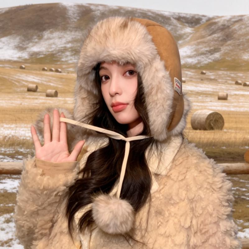 New winter outdoor windproof and warm Lei Feng hat thickened suede ear protection ski hat source direct supply