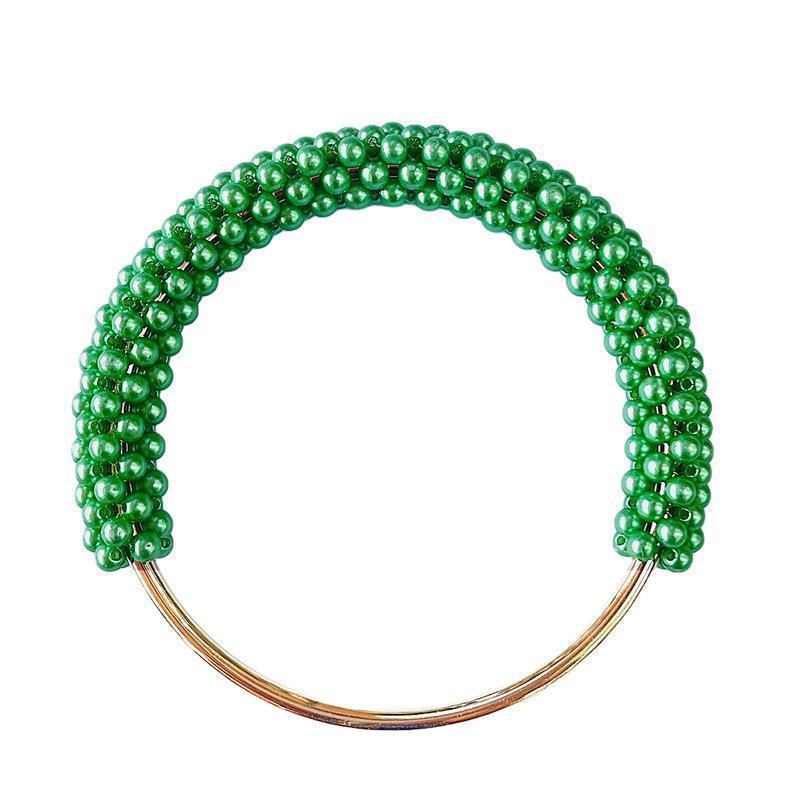 Colorful Beaded Pearl Bag Handle Round Metal Ring Braided DIY Accessory for Women Handbag Tote Craft Making Materials