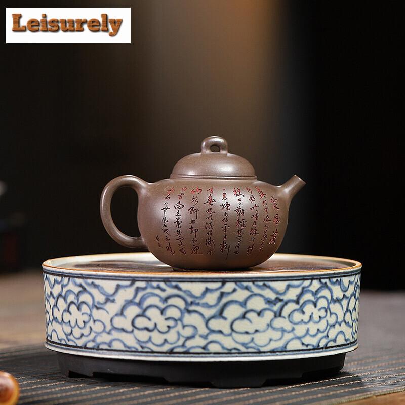 180ml Authentic Yixing Purple Clay Bamboo Teapot Raw Ore Steel Gray Section Mud Kettle Household Zisha Tea Set Beauty Teaware