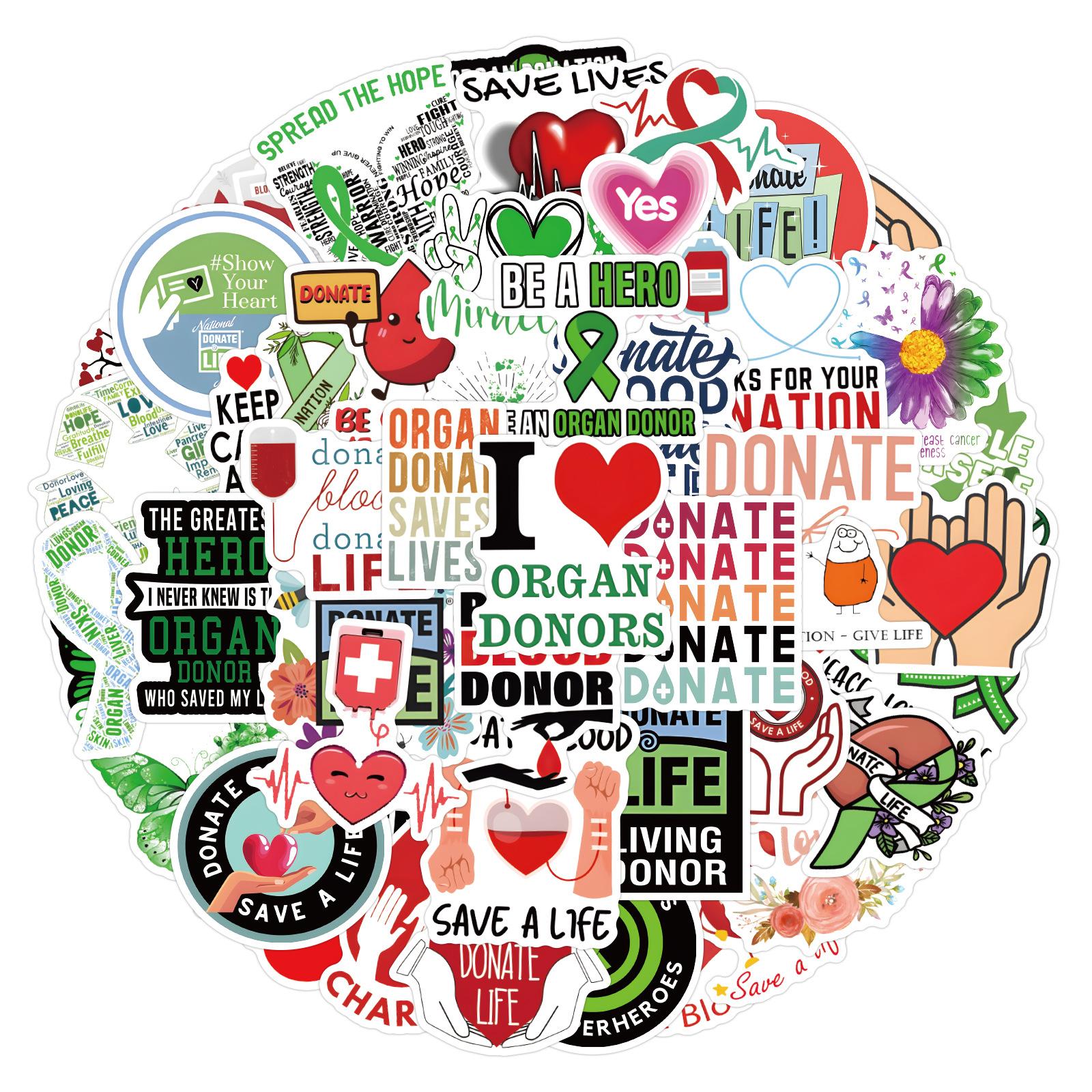 

50 New Donate Life Graffiti Stickers Decorate Notebook Suitcase Stickers