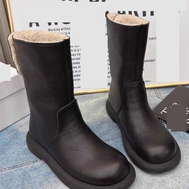 

Fleece Shoes, Thickened Ankle Boots, New Cotton Boots, Flat Boots, Snow Boots for Women 40 чёрный
