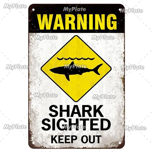 [MaPalte] Vintage Warnung Haie Metallschild Blechschild Dekoration Plakette Heim Wanddeko Barschild Heimdeko Poster Dropshipping