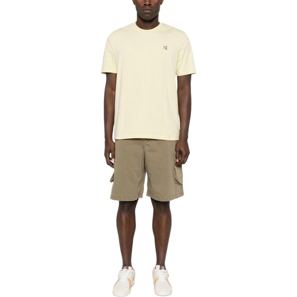Maison Kitsune Animal Pattern Printed Crew Neck Short Sleeve T-Shirt Men Tops Yellow IM00111KJ0008-P720