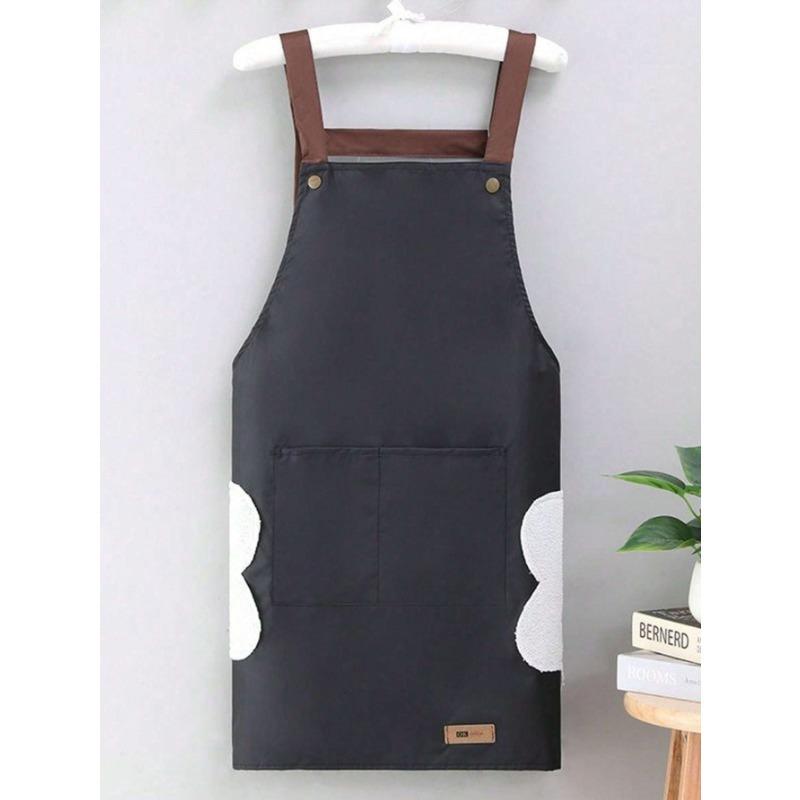 1pc Waterproof & Oil-Proof Cooking Apron, Fashion Home Kitchen Adult Apron For Women, Suitable For Cooking, Restaurant And Work Uniform
