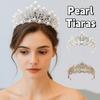 Silver Rhinestone Tiara Gold Pearl Tiaras Temperament Bride Crown  Princess