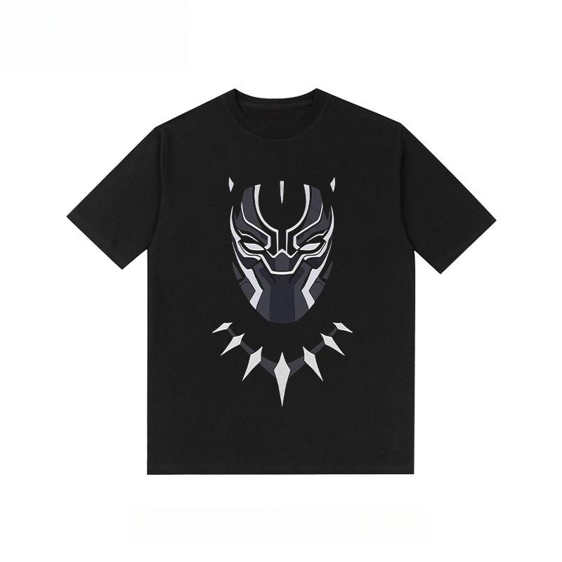 Black Panther movie shortsleeved Tshirt pure cotton loosefitting casual halfsleeve sports shirt