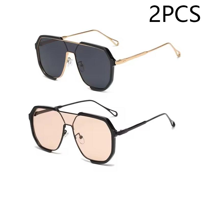 Europa I Stany Zjednoczone Moda Podwójny Mostek Duże Oprawki Wielokątne Okulary Przeciwsłoneczne Moda Wklęsły Kształt Okulary Przeciwsłoneczne Fala