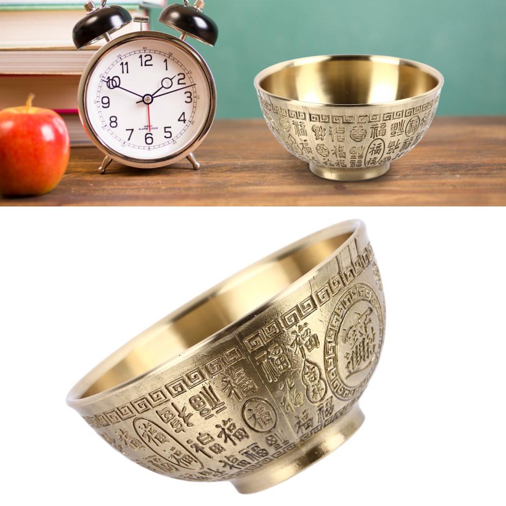 Gold Copper Decorative Bowl 3.3-Inch Diameter Incense Temple Bowl For Office Decor