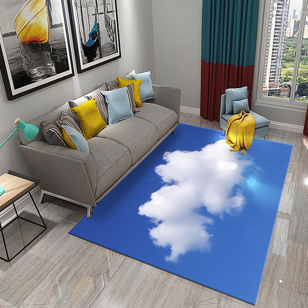 Cloud Carpet Blue Sky White Clouds Rainbow Rugs Doormat Anti Slip Floor Carpet Bathroom Kitchen Rugs Bathroom Living Room Decor