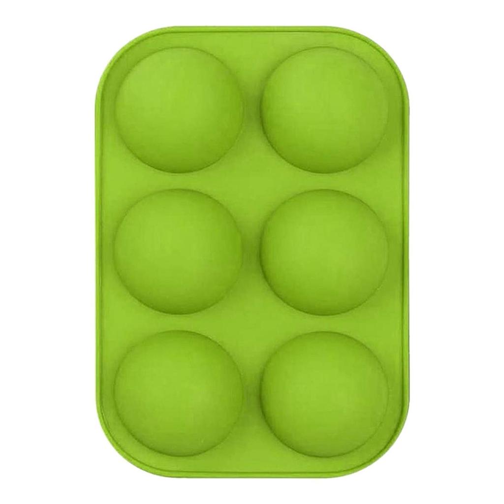 Round Silicone 6 Holes Semi-Sphere Non Stick Mold Cake Baking Mould Green