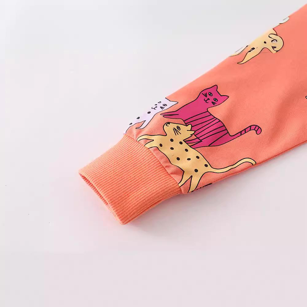 Girls' & Boys' Cartoon Long Sleeve Terry Cotton Hoodie - European & American Style Autumn Wear