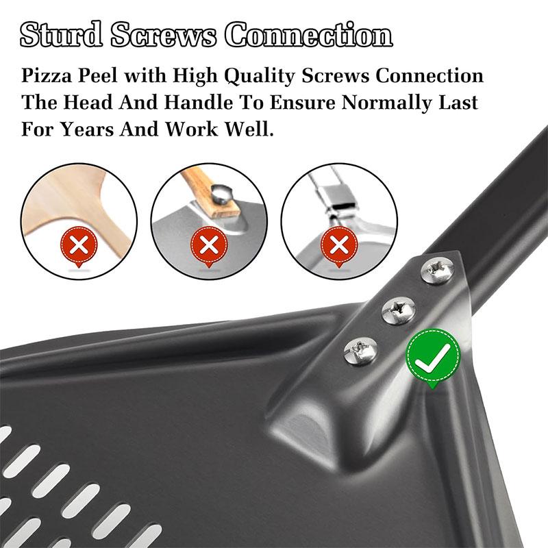 7/9/12inch Perforated Aluminum Metal Pizza Turning Peel Professional Pizza Spatula Paddle for Homemade Pizza Oven Accessories